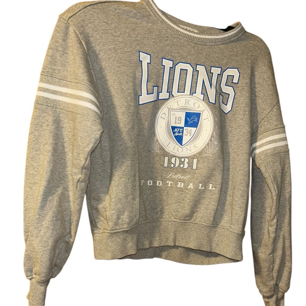 Nfl Detroit Lions Women's WEAR by Erin Andrews Gray Sweatshirt Small S